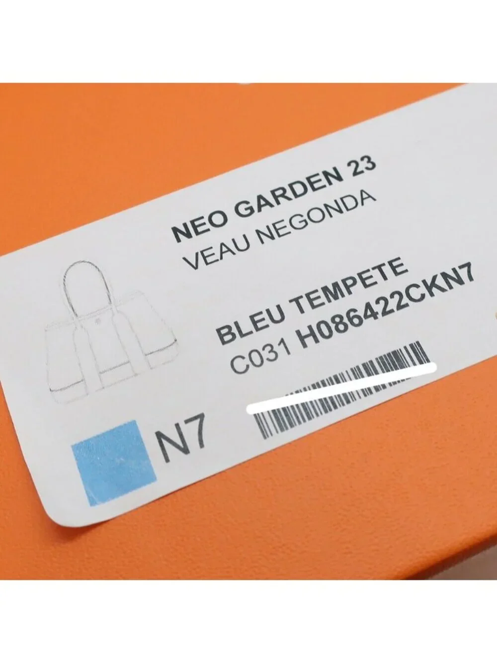 Hermes Ten Neo Garden 23 Blue Tonpet Negonda Handbag Leather